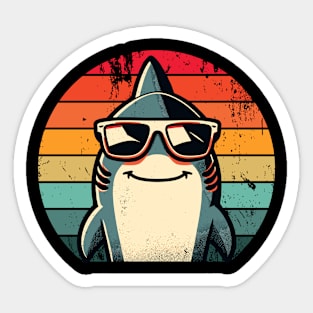 Cool Retro Shark in Sunglasses 70s 80s 90s Funny Shark Sticker